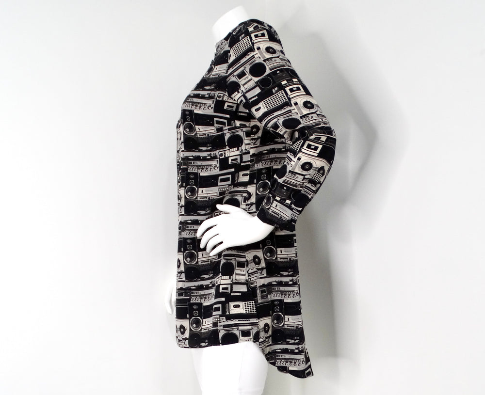 Akris Punto Stereo Print Half-Zip Blouse