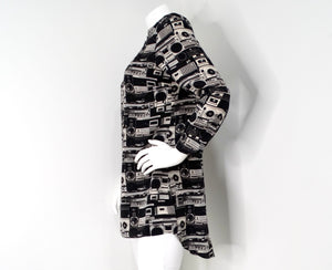 Akris Punto Stereo Print Half-Zip Blouse