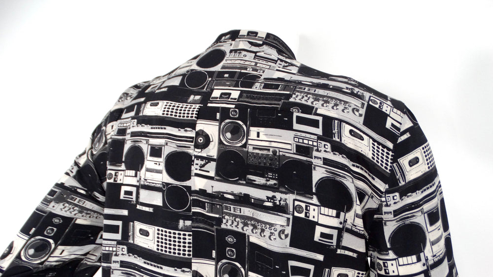 Akris Punto Stereo Print Half-Zip Blouse