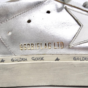 Golden Goose Silver/Pink Leather And Glitter Superstar Low Top Sneakers