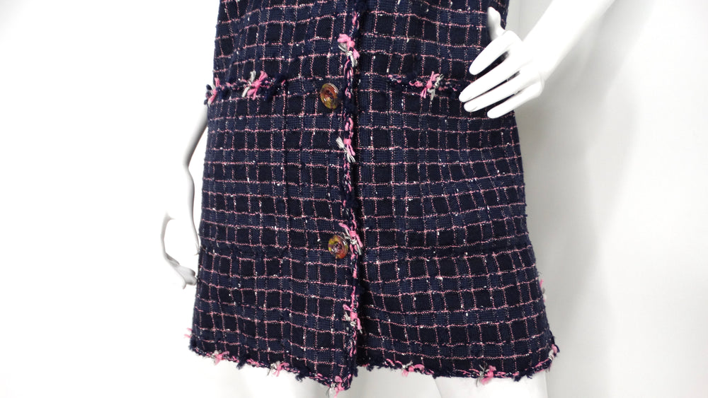 2015 Chanel Fantasy Blue & Pink Tweed Button-Up Mini Dress Vintage by Misty 2015 Chanel Fantasy Blue & Pink Tweed Button-Up Mini Dress Vintage by Misty