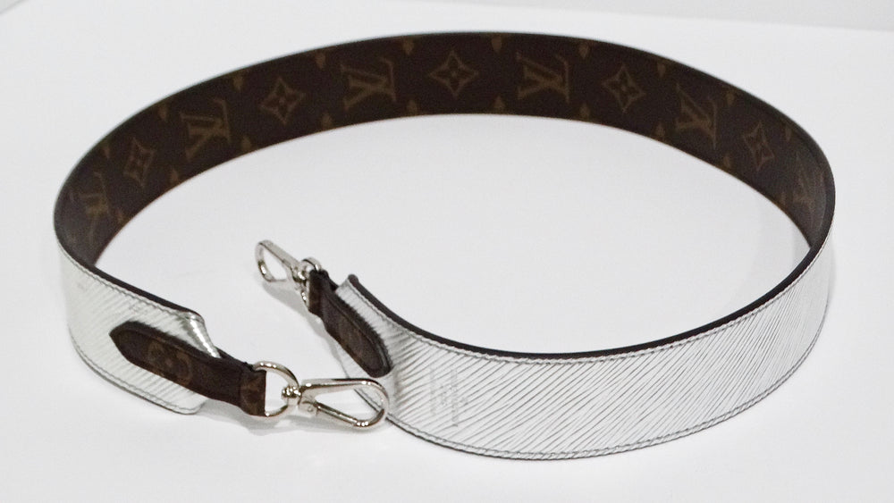 Louis Vuitton Monogram Silver Metallic Reversible Shoulder Strap