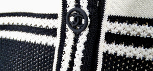 Chanel White & Black Striped V-Neck Cardigan 2019