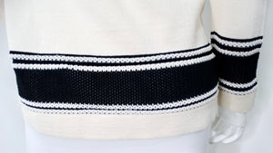 Chanel White & Black Striped V-Neck Cardigan 2019