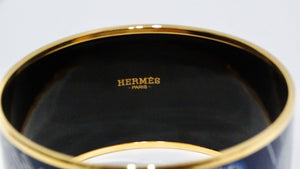 Hermes Enamel 18k Gold Plated "La Source De Pegase" Motif Bracelet