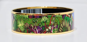 Hermes Enamel 18k Gold Plated "Animapolis Au Paradis" Motif Bracelet