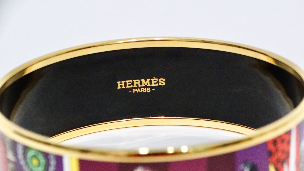 Hermes Enamel 18k Gold Plated "Animapolis Au Paradis" Motif Bracelet