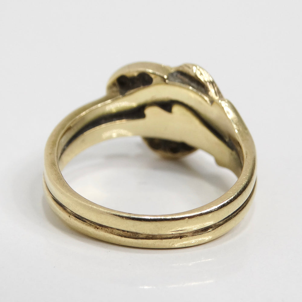 14K Yellow Gold 1960s Diamond Flower Ring