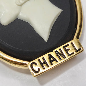 Chanel 1980s Gold Tone Cameo Brooch