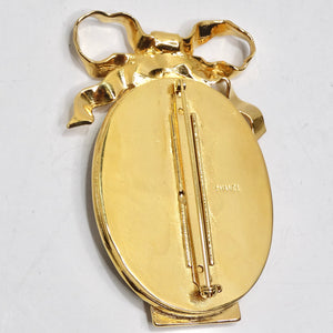 Chanel 1980s Gold Tone Cameo Brooch