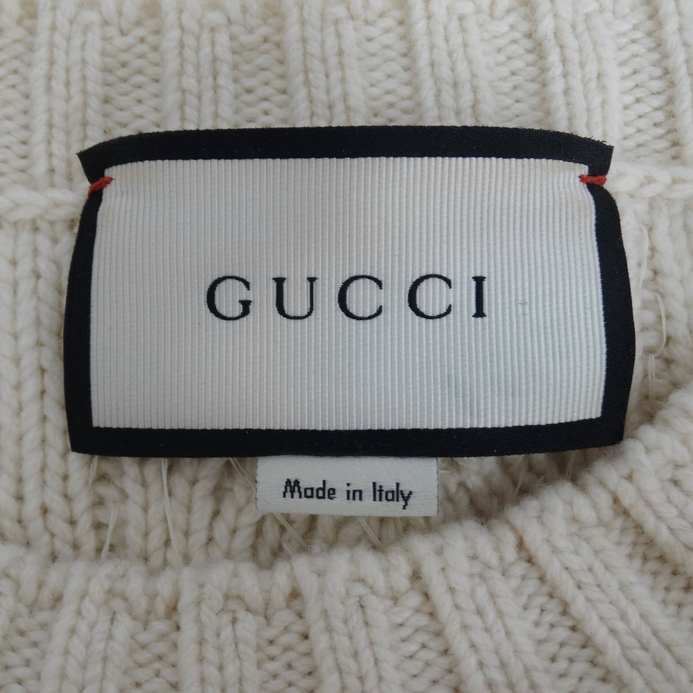 Gucci Cream Pearl Embellished Wool Cable Knit Sweater