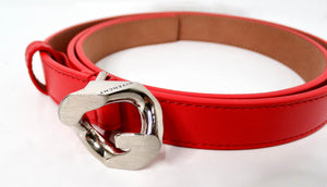 Givenchy G-Chain Silver-Tone & Red Leather Belt