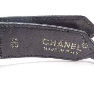 Chanel 1990s 31 Rue Cambon Black Leather Chain Belt