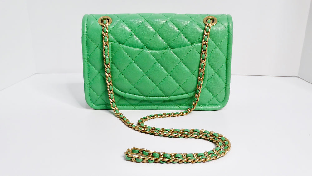 2021 Chanel Mint Green Caviar Leather Flap Bag