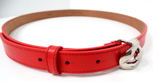 Givenchy G-Chain Silver-Tone & Red Leather Belt