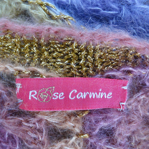 Rose Carmine Patchwork Crochet Multicolor Mohair Duster Cardigan