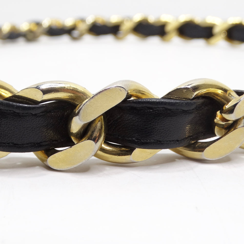 Chanel 1990s 31 Rue Cambon Black Leather Chain Belt