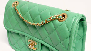 2021 Chanel Mint Green Caviar Leather Flap Bag