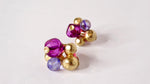 Vintage Purple Beaded Cluster 14k Gold Plated Clip-On Earrings