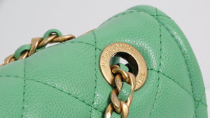 2021 Chanel Mint Green Caviar Leather Flap Bag