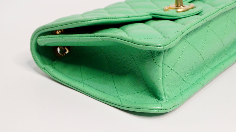 2021 Chanel Mint Green Caviar Leather Flap Bag