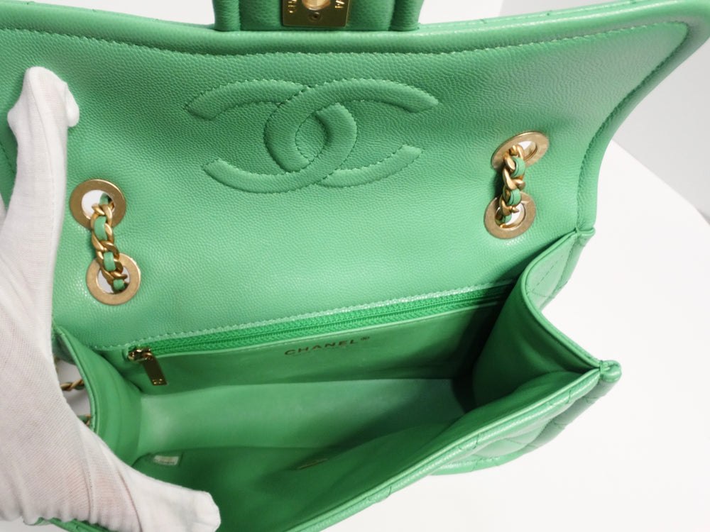 2021 Chanel Mint Green Caviar Leather Flap Bag