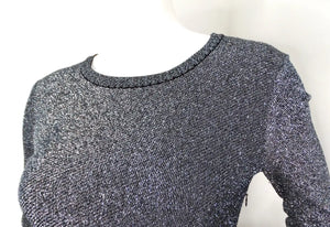 Chanel Metallic Pleated Long-Sleeve Dress