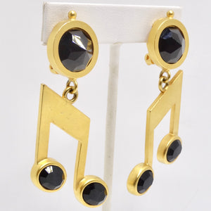 Karl Lagerfeld 1980s Gold Tone Music Note Earrings
