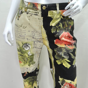Roberto Cavalli 90s Rose Print Denim Jeans