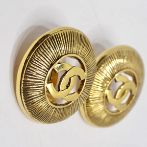 Chanel 1990s Gold Tone CC Starburst Earrings