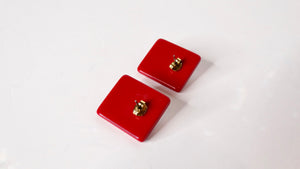 1960s Mod Red & White Geometric Contrast Earrings