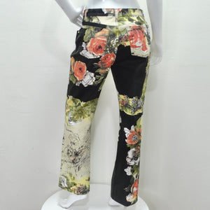 Roberto Cavalli 90s Rose Print Denim Jeans