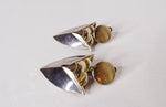 1980s Two-Tone Geometric 14k Gold Plated Clip-On Earrings