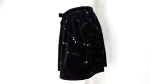 Chanel Black Velvet Sequin Logo Mini Skirt 2022