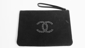 Chanel CC Canvas Black Studded Pouch