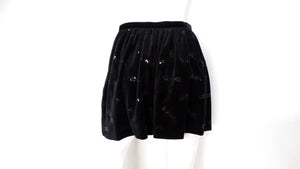 Chanel Black Velvet Sequin Logo Mini Skirt 2022