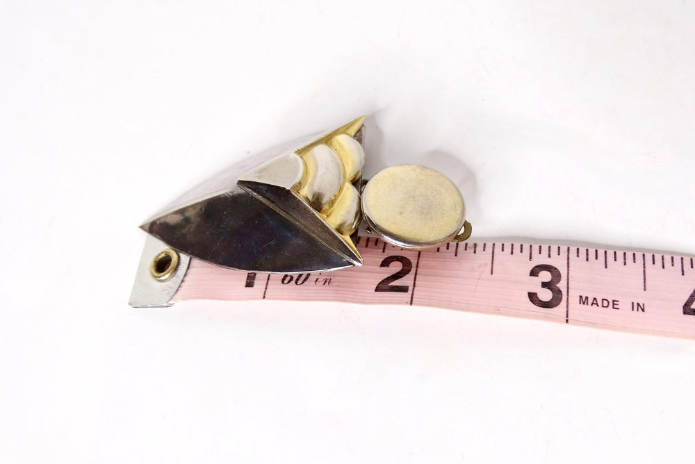 1980s Two-Tone Geometric 14k Gold Plated Clip-On Earrings