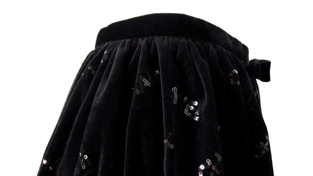 Chanel Black Velvet Sequin Logo Mini Skirt 2022