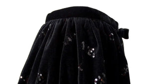 Chanel Black Velvet Sequin Logo Mini Skirt 2022