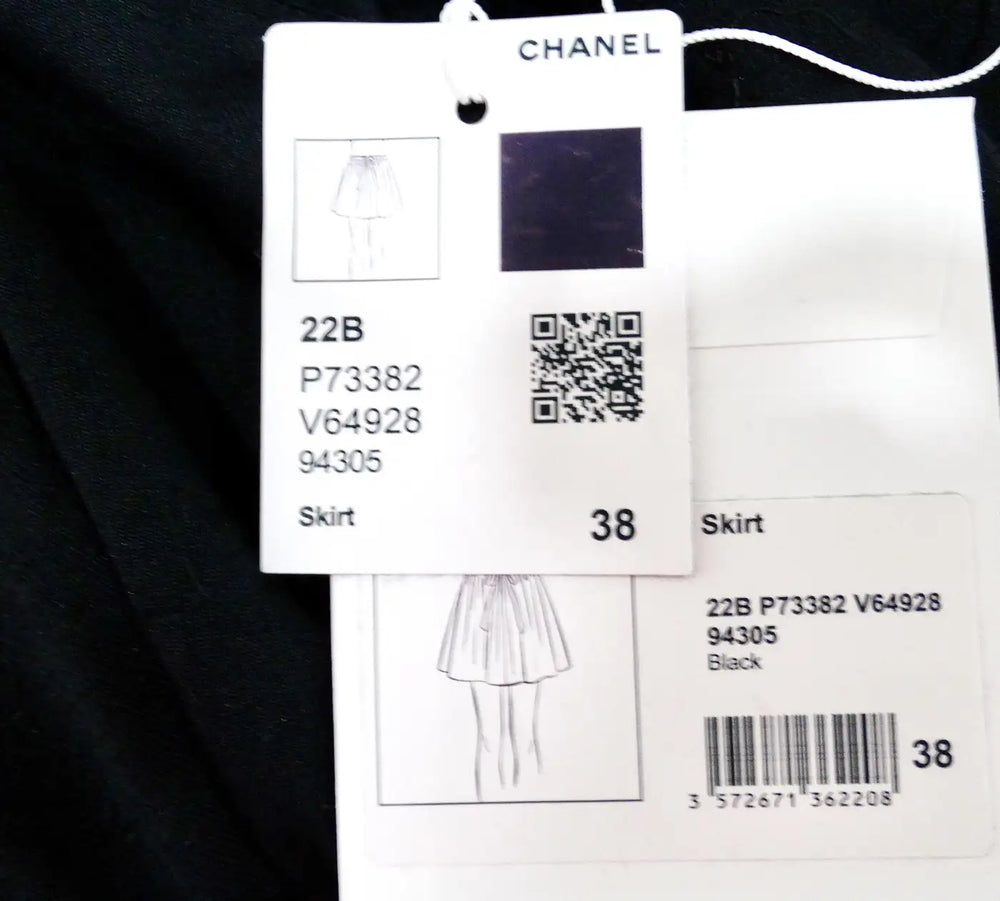 Chanel Black Velvet Sequin Logo Mini Skirt 2022