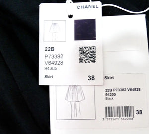 Chanel Black Velvet Sequin Logo Mini Skirt 2022