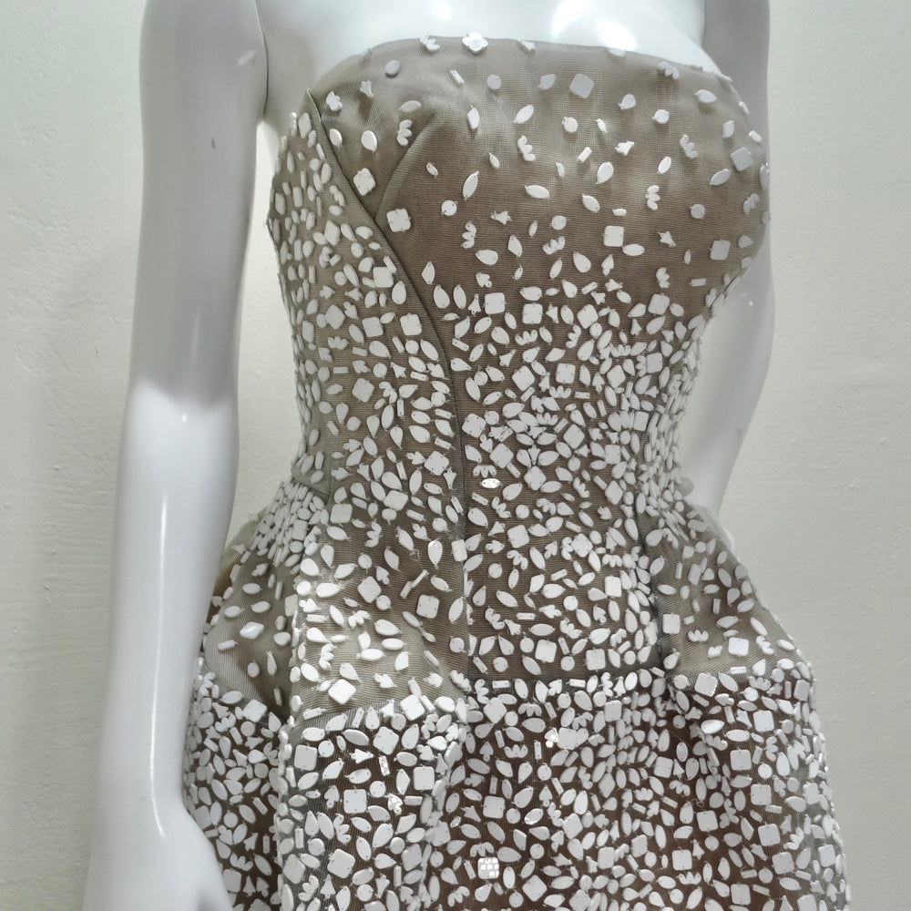 Zac Posen Spring 2017 Strapless Shell Embroidered Dress