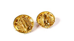 1980s Blanca Large Costume Bejeweled Enamel 14k Gold Plated Clip-On Earrings