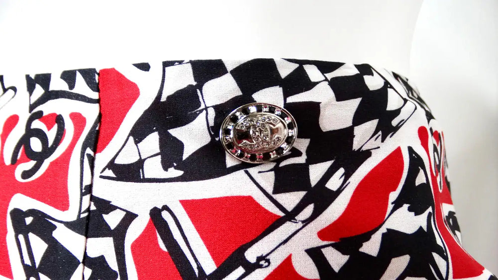 Chanel Race Flag Print Silk Asymmetrical Skirt 2023