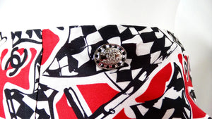 Chanel Race Flag Print Silk Asymmetrical Skirt 2023