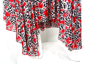 Chanel Race Flag Print Silk Asymmetrical Skirt 2023