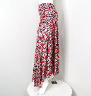 Chanel Race Flag Print Silk Asymmetrical Skirt 2023