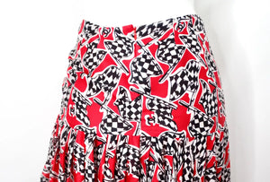 Chanel Race Flag Print Silk Asymmetrical Skirt 2023