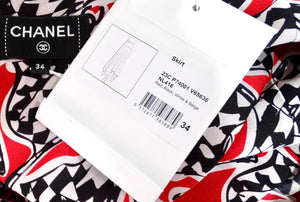 Chanel Race Flag Print Silk Asymmetrical Skirt 2023