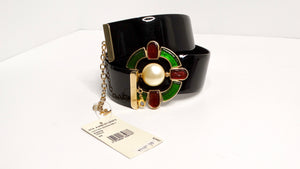 2007 Chanel Gripoix Medallion Patent Leather Belt with Pearl